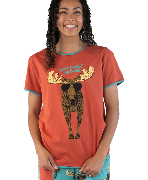 lazy one Don't Moose With Me Women's Regular Fit PJ Tee
