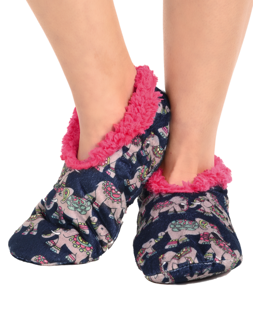 lazy one Dream Big Elephant Pink Fuzzy Feet Slipper