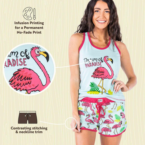 Lazy One Dream Of Paradise Women's Flamingo Tank & Short Set