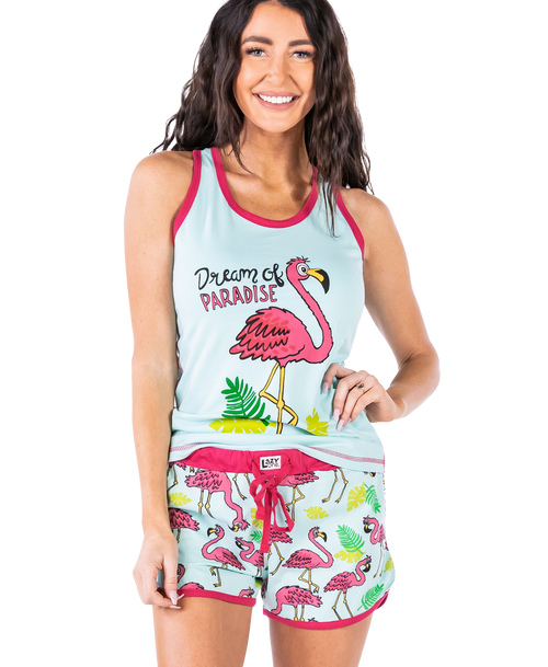 lazy one Dream Of Paradise Women's Flamingo Tank & Short Set