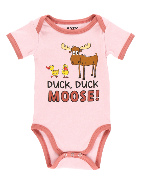 Lazy One Duck Duck Moose Infant Pink Onesie Creeper