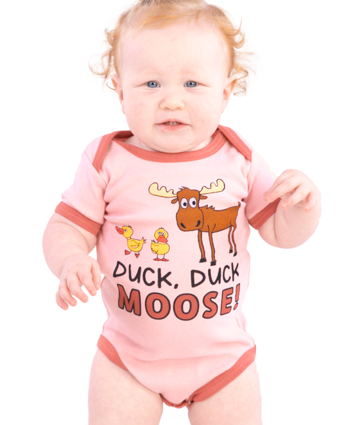 lazy one Duck Duck Moose Infant Pink Onesie Creeper