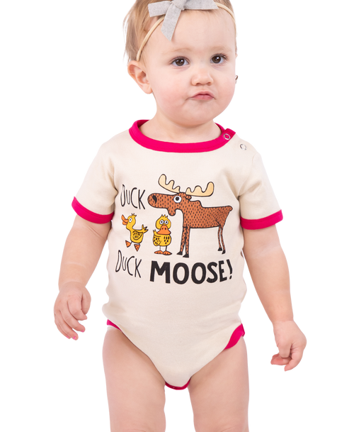 lazy one Duck Duck Moose Pink Infant Creeper Onesie