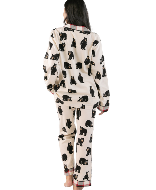 Lazy One Family Bear Women's Button Down Pajama Set