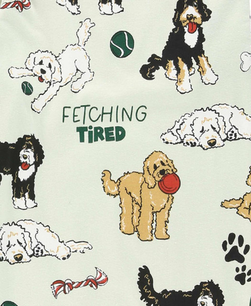Lazy One Fetching Tired Dark Green Kid's Long Sleeve Dog Pajamas