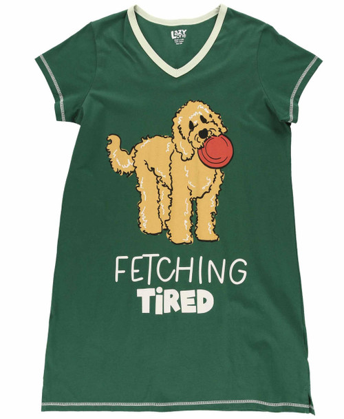 Lazy One Fetching Tired Dark Green Women's Dog V-Neck Nightshirt