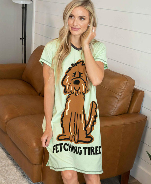 Lazy One Fetching Tired Women's Dog V-Neck Nightshirt