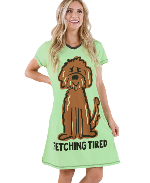 lazy one Fetching Tired Women's Dog V-Neck Nightshirt