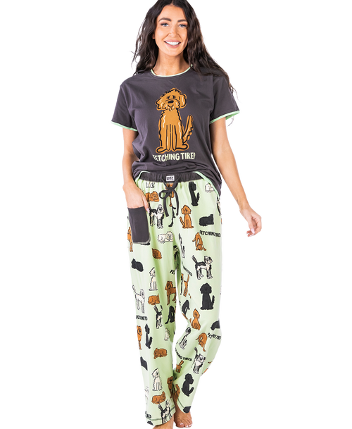 lazy one Fetching Tired Women's Regular Fit Dog PJ Set