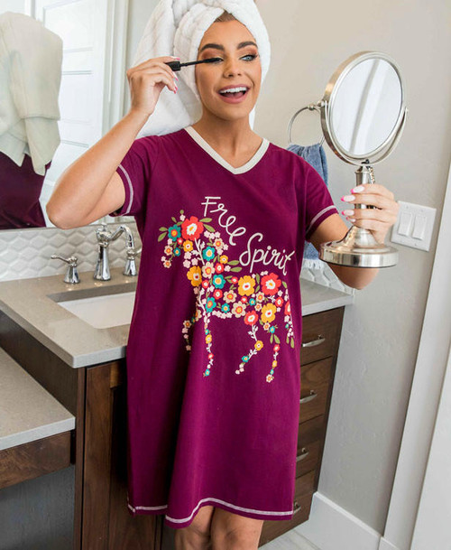 Lazy One Free Spirit Women's Horse V-Neck Nightshirt