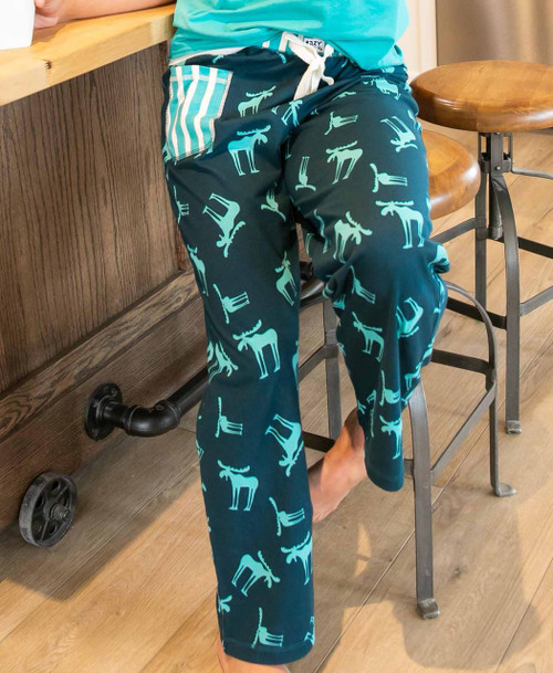 Lazy One Funky Moose Blue Women's Regular Fit PJ Pant