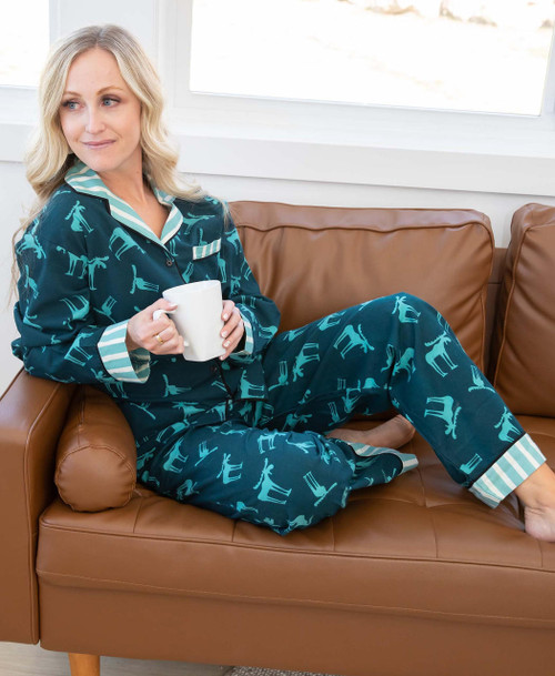 Lazy One Funky Moose Women's Button Down Pajama Set