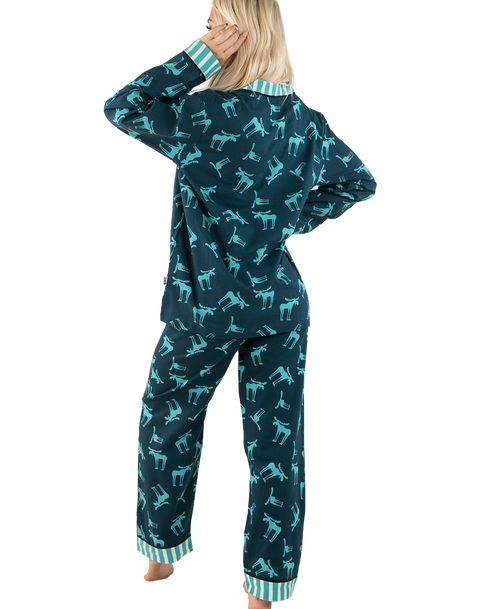 Lazy One Funky Moose Women's Button Down Pajama Set