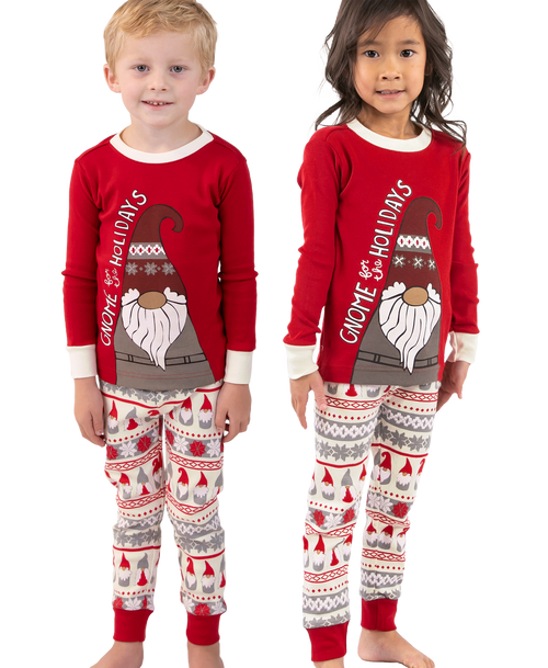 lazy one Gnome For The Holidays Kid's Long Sleeve PJ's