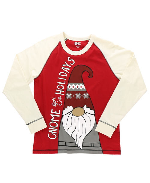 Lazy One Gnome For The Holidays Women's Regular Fit Long Sleeve PJ Tee