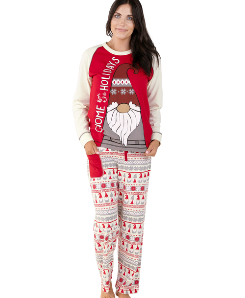lazy one Gnome for the Holidays Women's Regular Fit Long Sleeve Pajama Set