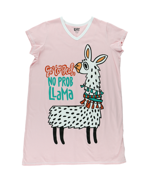Lazy One Go To Bed No Prob Llama Women's V-Neck Nightshirt