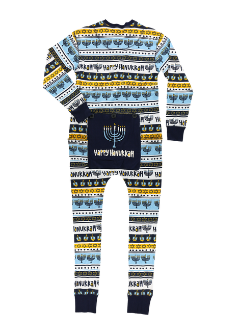 Lazy One Happy Hanukkah Adult Onesie Menorah Flapjack