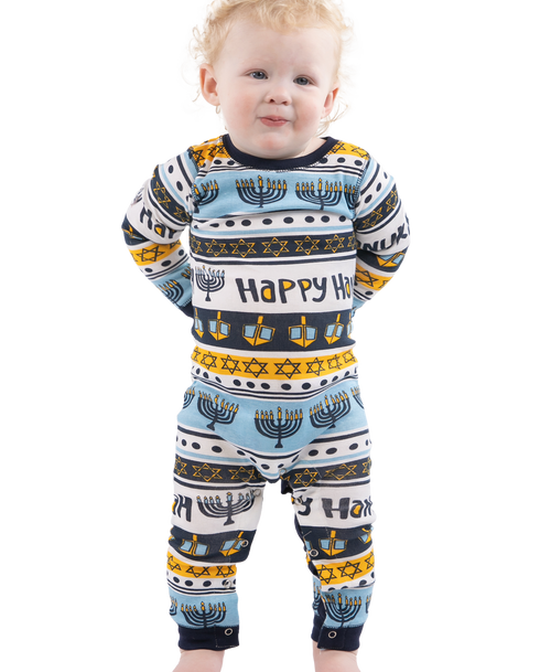 Lazy One Happy Hanukkah Infant Onesie Menorah Flapjack