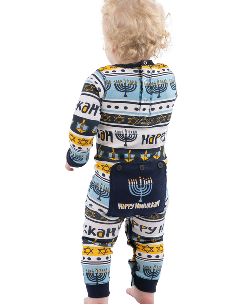lazy one Happy Hanukkah Infant Onesie Menorah Flapjack