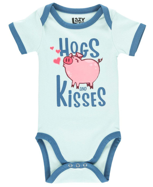 lazy one Hogs & Kisses Blue Infant Pig Creeper Onesie