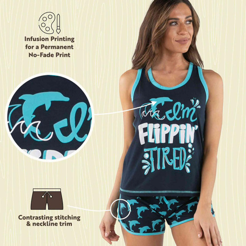 Lazy One I'm Flippin' Tired Women's Dolphin Tank & Short Set