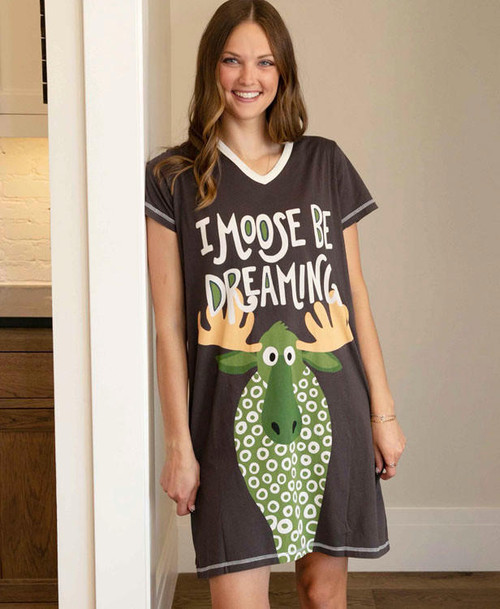 Lazy One I Moose Be Dreaming Women's V-Neck Nightshirt