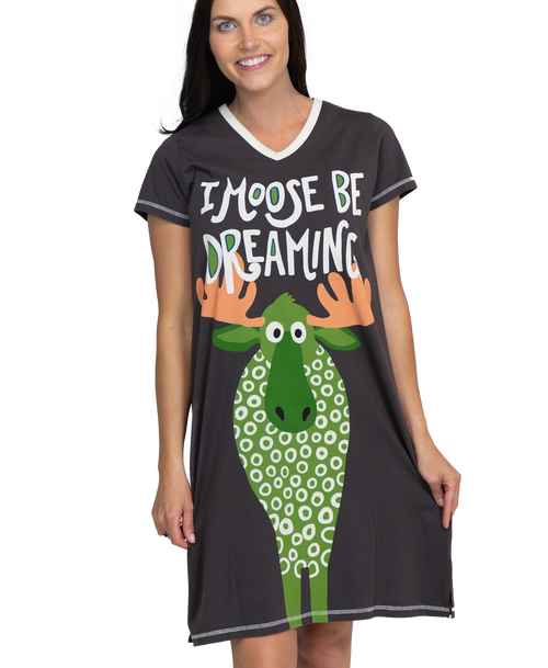 lazy one I Moose Be Dreaming Women's V-Neck Nightshirt