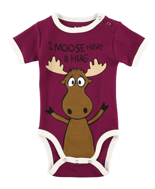 Lazy One I Moose Have A Hug Infant Creeper Onesie - Purple
