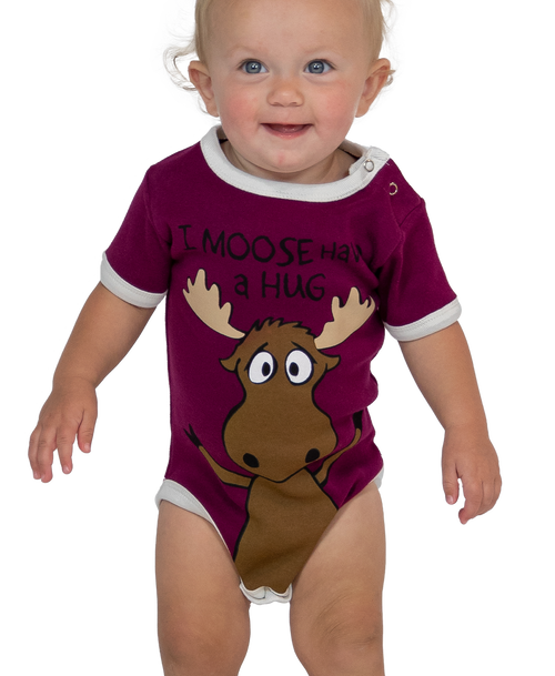 lazy one I Moose Have A Hug Infant Creeper Onesie - Purple