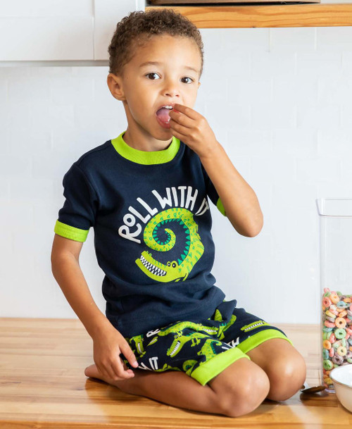 Lazy One Just Roll With It Kid's Alligator PJ Short Set