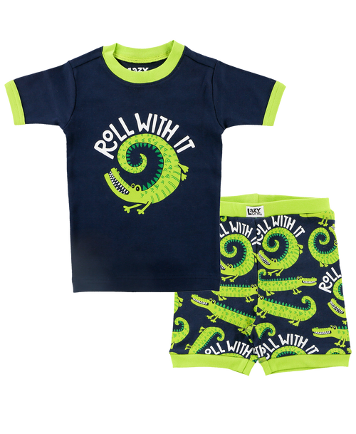 Lazy One Just Roll With It Kid's Alligator PJ Short Set