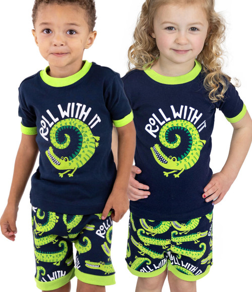 lazy one Just Roll With It Kid's Alligator PJ Short Set