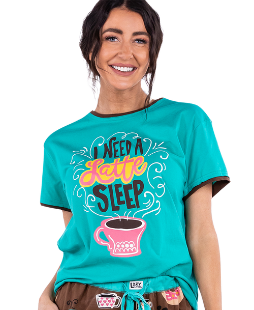 lazy one Latte Sleep Women's Regular Fit Coffee PJ Tee