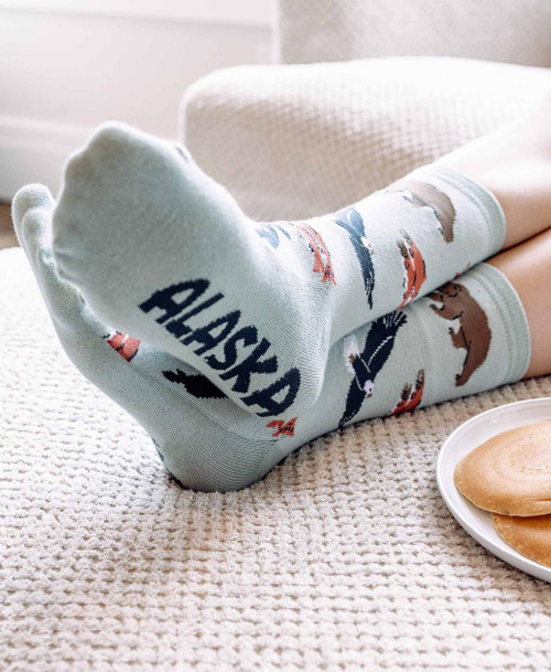 Lazy One Alaska Wildlife Crew Socks
