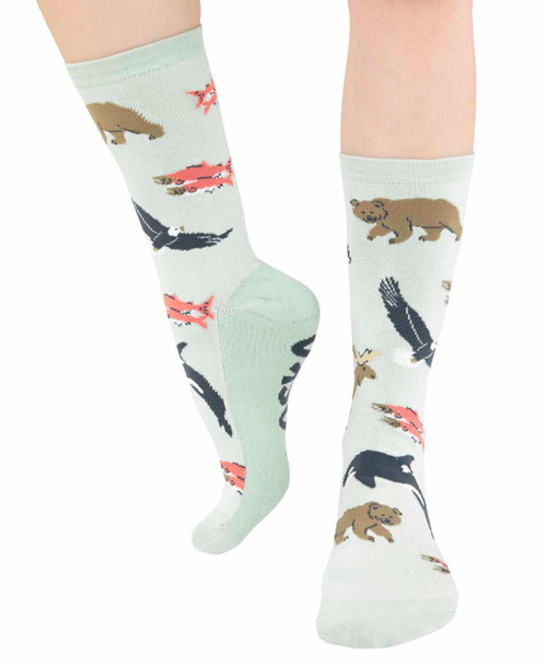 lazy one Alaska Wildlife Crew Socks