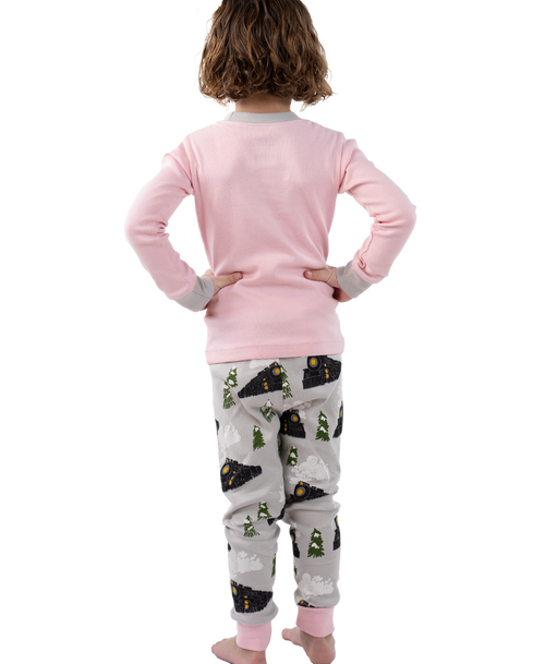 Lazy One All Aboard Pink Kid's Long Sleeve PJ's