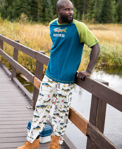 Lazy One Asleep At The Reel Men's Fish PJ Set