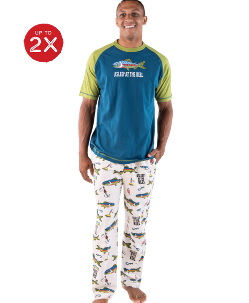 lazy one Asleep At The Reel Men's Fish PJ Set