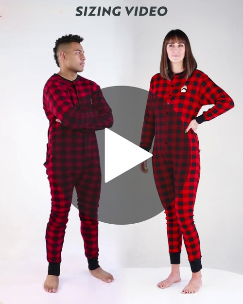 Lazy One Bear Cheeks Adult Plaid Onesie Flapjack