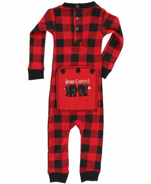Lazy One Bear Cheeks Infant Plaid Onesie Flapjack