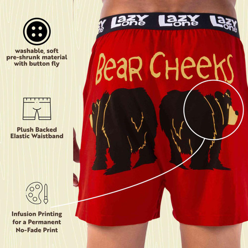 Lazy One Bear Cheeks Men's Funny Boxer