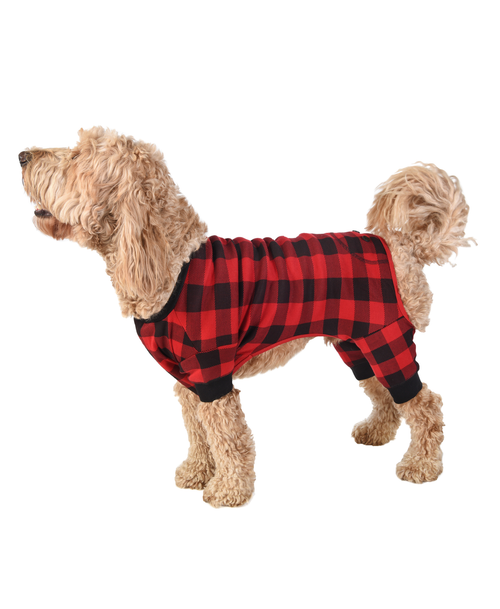 Lazy One Bear Cheeks Plaid Dog Onesie Flapjack