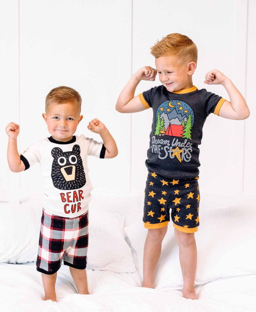 Lazy One Bear Cub Kid's PJ Short Set