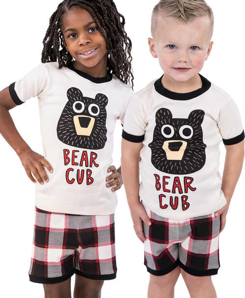 lazy one Bear Cub Kid's PJ Short Set
