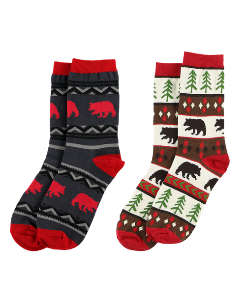 lazy one Bear Fair Isle Sock 2 Pack