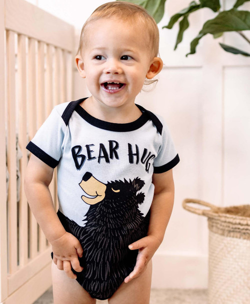 Lazy One Bear Hug Blue Infant Creeper Onesie