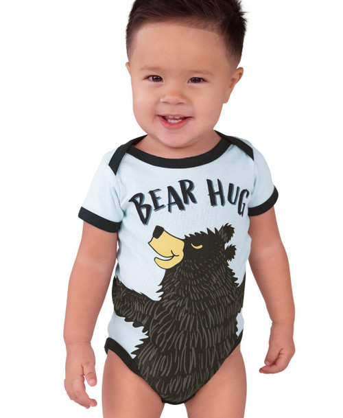 lazy one Bear Hug Blue Infant Creeper Onesie