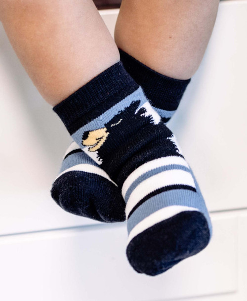 Lazy One Bear Hug Blue Stripe Infant Sock
