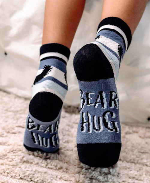 Lazy One Bear Hug Blue Stripe Kid Sock